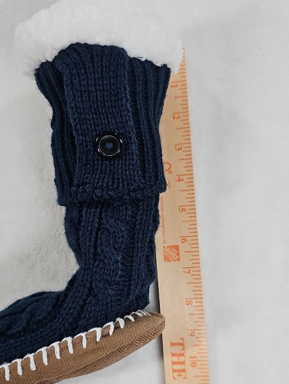 Dallas Cowboys Navy Blue Cable Knit Sherpa Lined Slipper Boots Star Logo Mens L - Picture 7 of 7